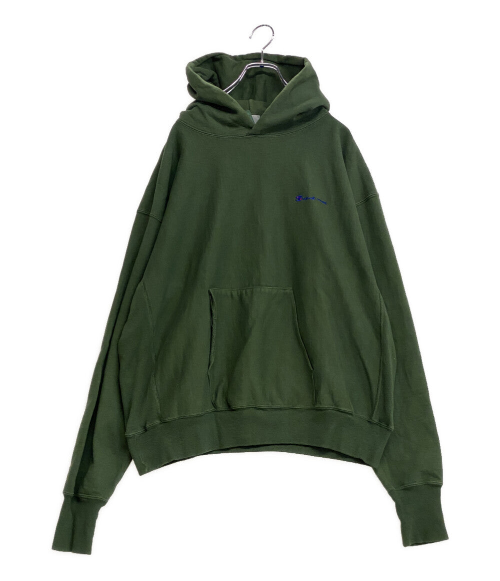SAINT MICHAEL パーカー ロゴ刺繍フーディ グリーン メンズ SIZE L セントマイケル