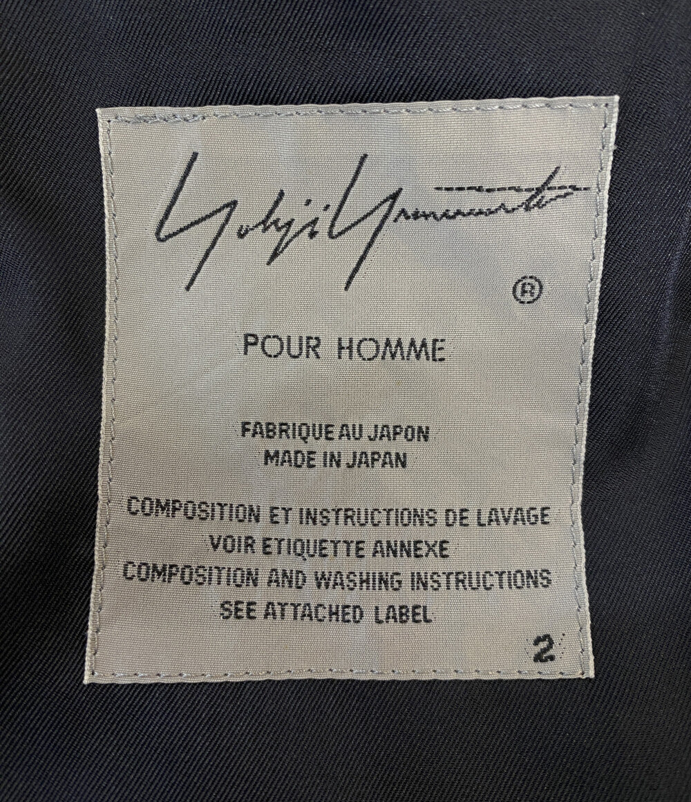 美品 YOHJI YAMAMOTO POUR HOMME 隠しP右二重AギャバJロングコート 20AW HR-J47-118 メンズ SIZE 2 ヨウジヤマモトプールオム
