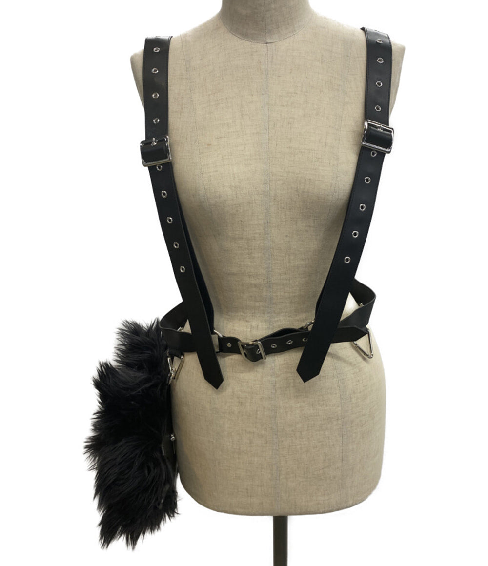 noir kei ninomiya フェイクレザーハーネス ファー 3P-V012 25AW レディース SIZE S ノワールケイニノミヤ