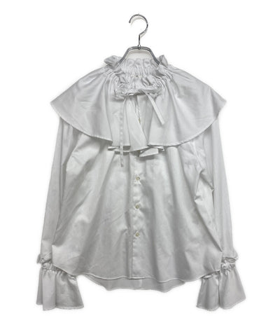 美品 noir kei ninomiya 長袖シャツ フリルデザインコットンシャツ 25AW 3P-B013 レディース SIZE S ノワールケイニノミヤ