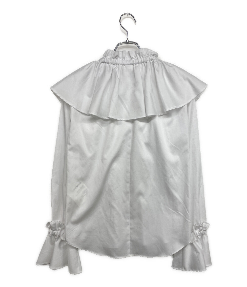 美品 noir kei ninomiya 長袖シャツ フリルデザインコットンシャツ 25AW 3P-B013 レディース SIZE S ノワールケイニノミヤ