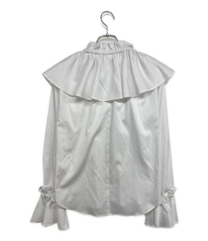 美品 noir kei ninomiya 長袖シャツ フリルデザインコットンシャツ 25AW 3P-B013 レディース SIZE S ノワールケイニノミヤ