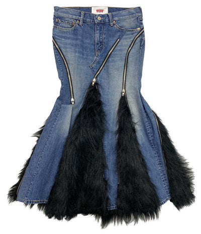 美品 JUNYA WATANABE×LEVI’S リーバイス ファスナーデザインファーデニムスカート 25AW JP-S201 レディース SIZE XS ジュンヤワタナベ