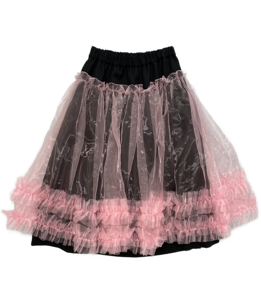美品 noir kei ninomiya ピンクチュールレイヤードスカート 25AW 3P-S001 レディース SIZE S ノワールケイニノミヤ