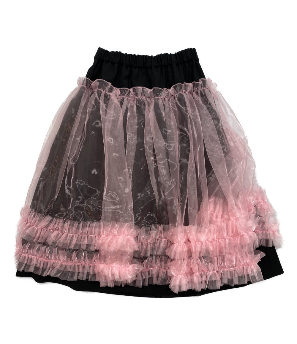 美品 noir kei ninomiya ピンクチュールレイヤードスカート 25AW 3P-S001 レディース SIZE S ノワールケイニノミヤ