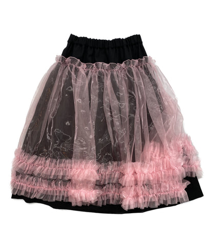 美品 noir kei ninomiya ピンクチュールレイヤードスカート 25AW 3P-S001 レディース SIZE S ノワールケイニノミヤ
