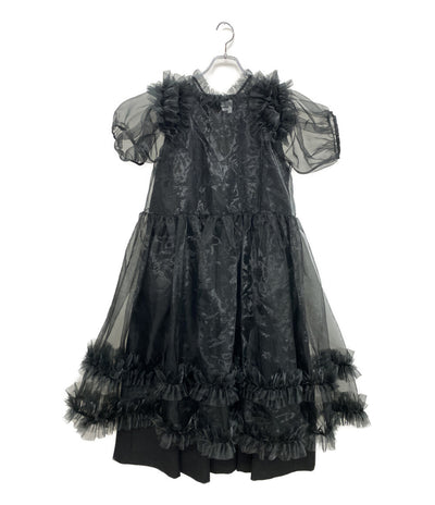 美品 noir kei ninomiya チュールレイヤードロングドレス 半袖 25AW 3P-O001 レディース SIZE S ノワールケイニノミヤ