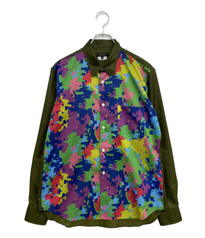 美品 COMME des GARCONS HOMME PLUS 長袖シャツ フロントカモ柄ポリエステルシャツ 25AW PP-B012 メンズ SIZE S コムデギャルソンオムプリュス