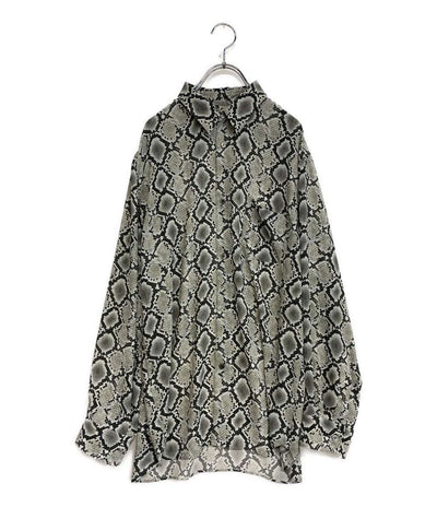 美品 JUNYA WATANABE 長袖シャツ パイソン柄ポリエステルシャツ 25AW JP-B008 レディース SIZE M ジュンヤワタナベ