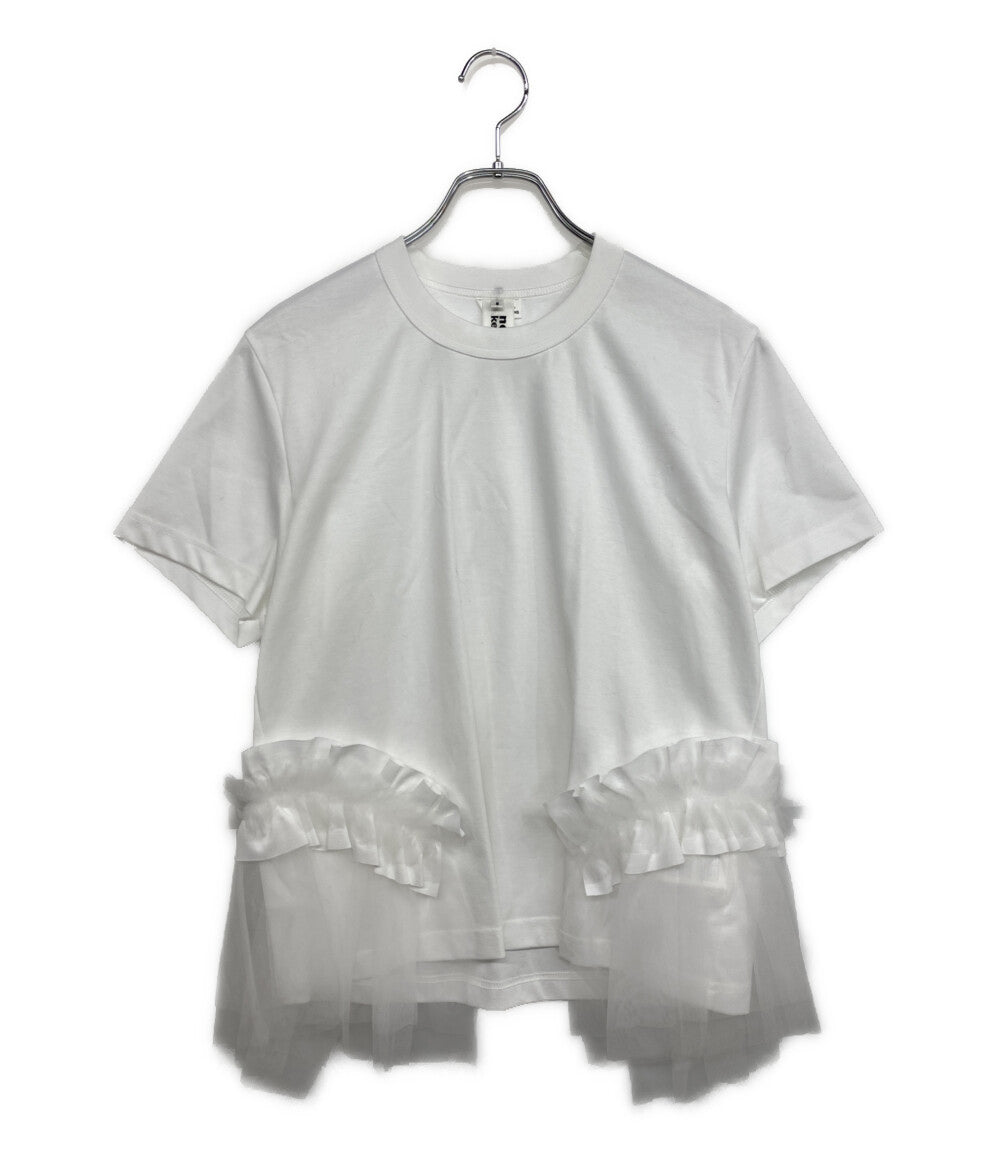 noir kei ninomiya 半袖Ｔシャツ チュールフリルデザインカットソー 25SS 3O-T027 レディース SIZE S ノワールケイニノミヤ