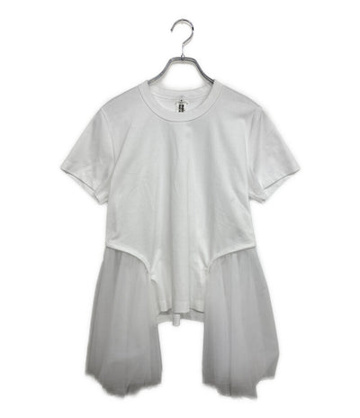 美品 noir kei ninomiya 半袖Ｔシャツ チュールレイヤードカットソー 25AW 3P-T008 レディース SIZE S ノワールケイニノミヤ