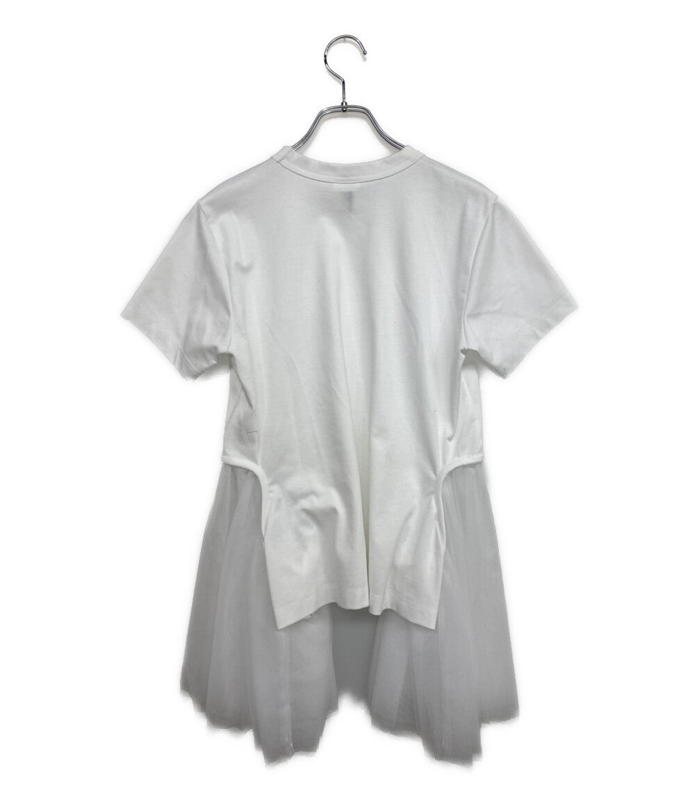 美品 noir kei ninomiya 半袖Ｔシャツ チュールレイヤードカットソー 25AW 3P-T008 レディース SIZE S ノワールケイニノミヤ