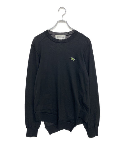 COMME des GARCONS SHIRT×LACOSTE ラコステ ロゴパッチウールクルーネックニット 23AW FL-N002 メンズ SIZE S コムデギャルソンシャツ