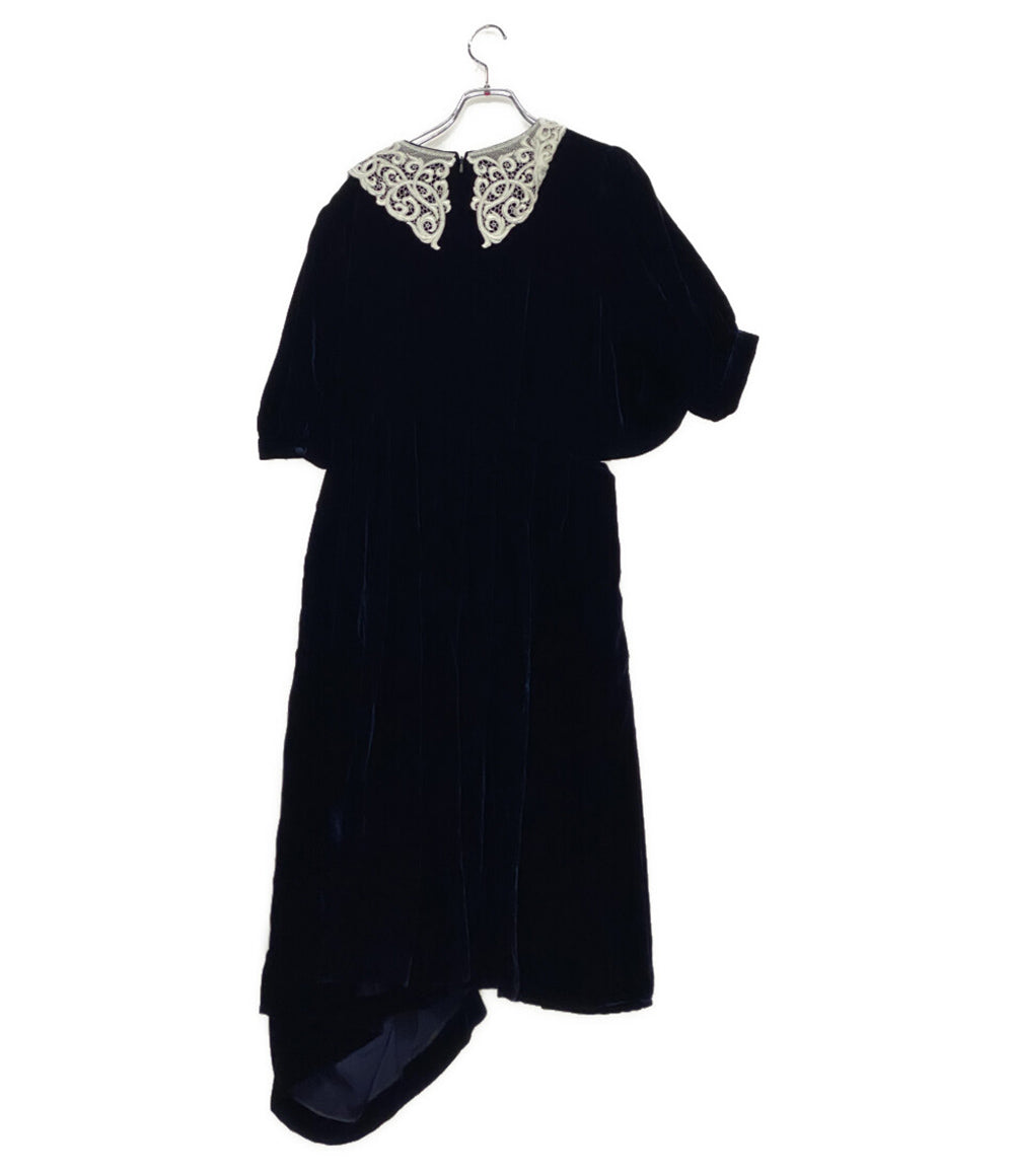 美品 JUNYA WATANABE COMME des GARCONS 襟レースベルベットワイヤーワ007-ンピース 25AW レディース SIZE M ジュンヤワタナベコムデギャルソン