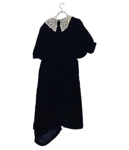 美品 JUNYA WATANABE COMME des GARCONS 襟レースベルベットワイヤーワ007-ンピース 25AW レディース SIZE M ジュンヤワタナベコムデギャルソン