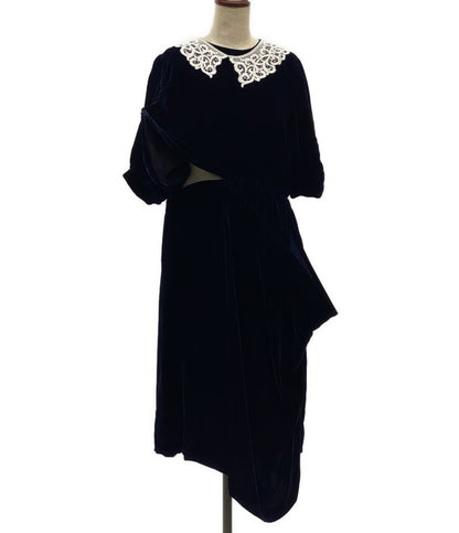 美品 JUNYA WATANABE COMME des GARCONS 襟レースベルベットワイヤーワ007-ンピース 25AW レディース SIZE M ジュンヤワタナベコムデギャルソン