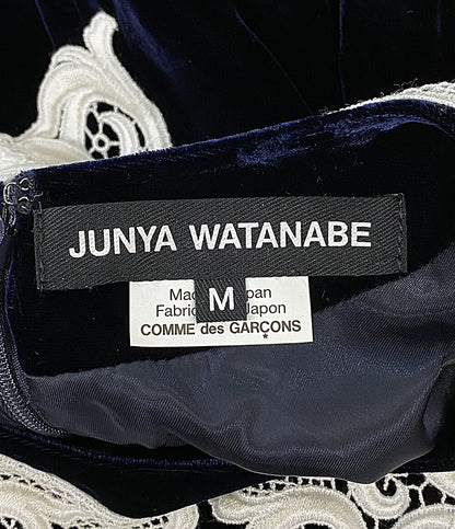 美品 JUNYA WATANABE COMME des GARCONS 襟レースベルベットワイヤーワ007-ンピース 25AW レディース SIZE M ジュンヤワタナベコムデギャルソン