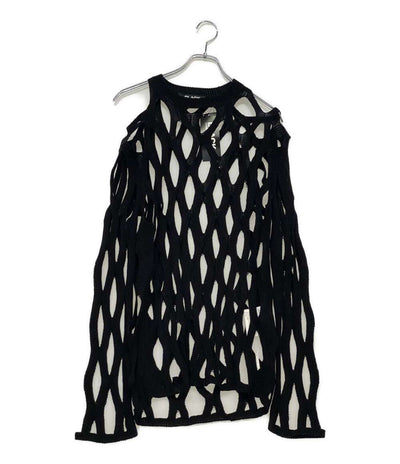 美品 BLACK COMME des GARCONS 格子柄メッシュニット 24ss 1M-N005 メンズ SIZE L ブラックコムデギャルソン
