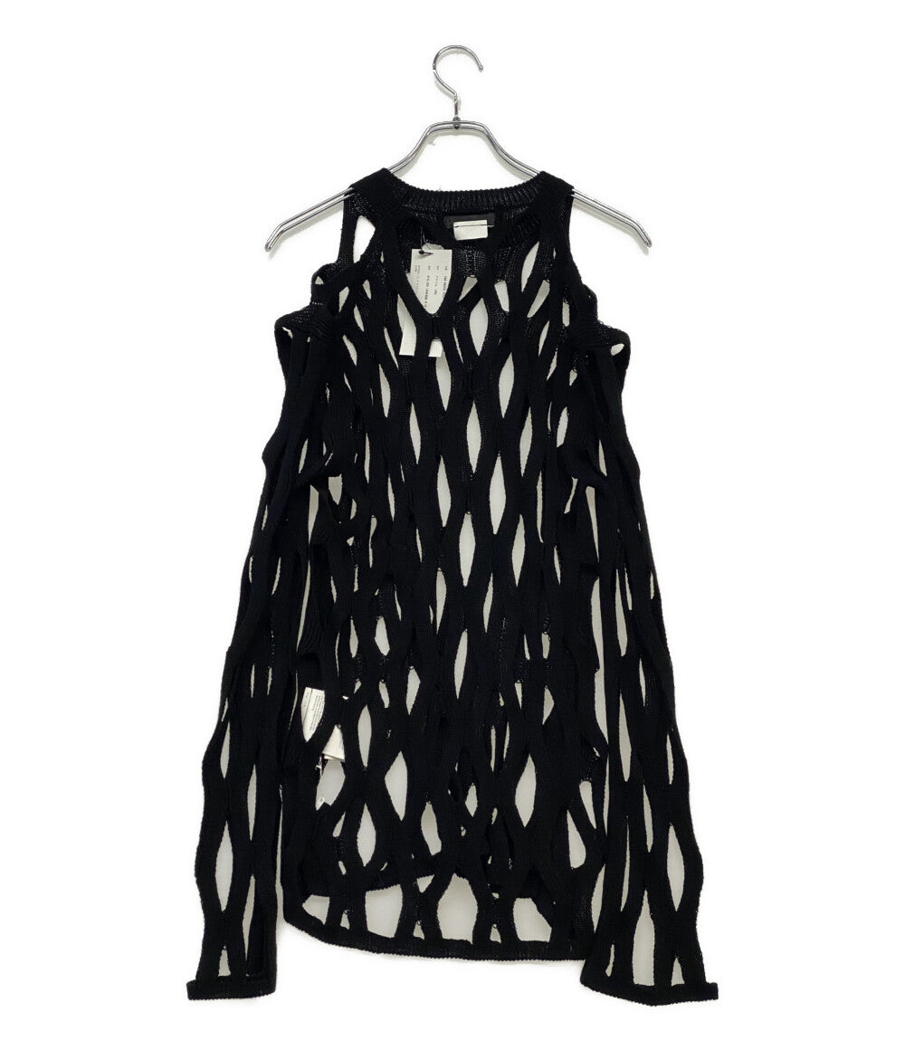 美品 BLACK COMME des GARCONS 格子柄メッシュニット 24ss 1M-N005 メンズ SIZE L ブラックコムデギャルソン