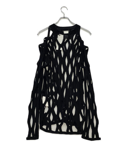 美品 BLACK COMME des GARCONS 格子柄メッシュニット 24ss 1M-N005 メンズ SIZE L ブラックコムデギャルソン