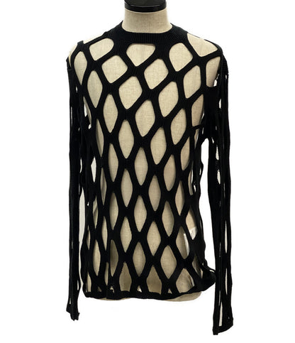 美品 BLACK COMME des GARCONS 格子柄メッシュニット 24ss 1M-N005 メンズ SIZE L ブラックコムデギャルソン