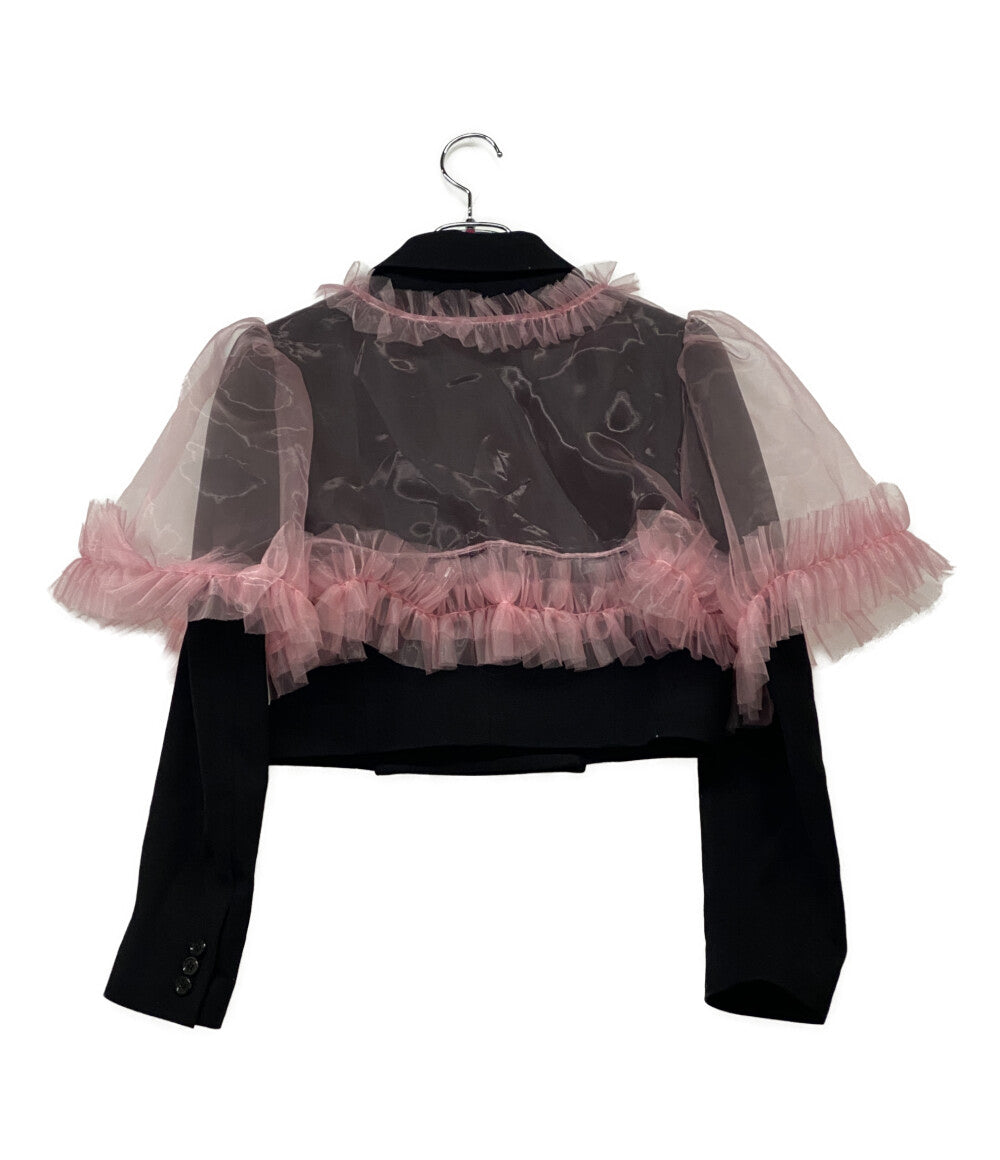 美品 noir kei ninomiya チュールレイヤードショートジャケット 25AW 3P-J003 レディース SIZE XS ノワールケイニノミヤ