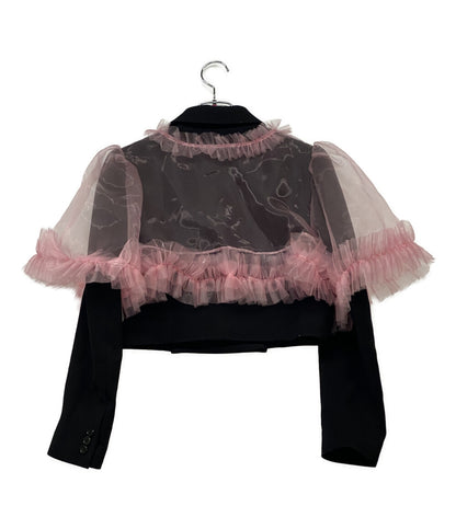 美品 noir kei ninomiya チュールレイヤードショートジャケット 25AW 3P-J003 レディース SIZE XS ノワールケイニノミヤ