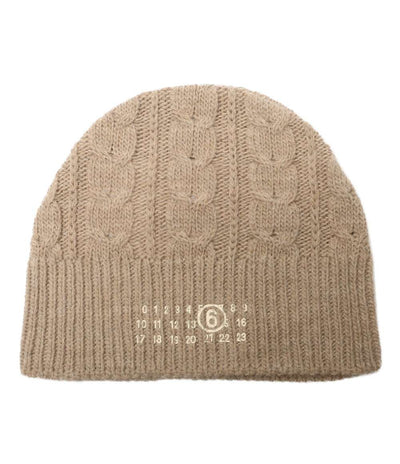 美品 MM6 ロゴプリントローゲージニットキャップ S62TB0001 S18385 レディース SIZE S エムエムシックス