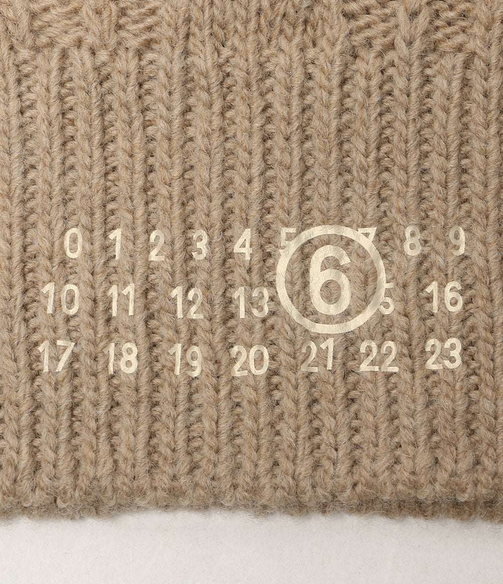 美品 MM6 ロゴプリントローゲージニットキャップ S62TB0001 S18385 レディース SIZE S エムエムシックス