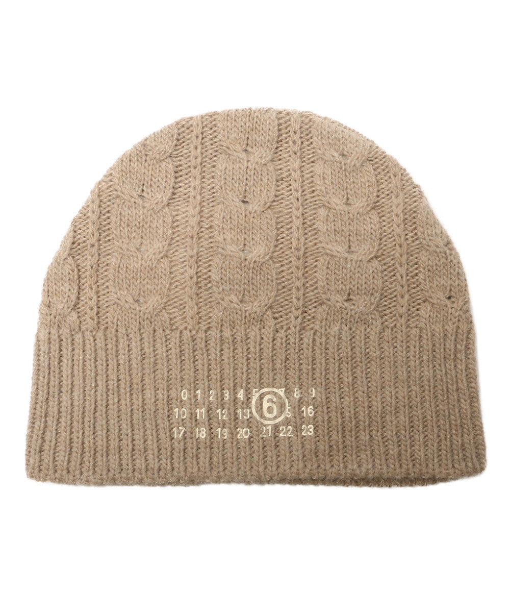 美品 MM6 ロゴプリントローゲージニットキャップ S62TB0001 S18385 レディース SIZE S エムエムシックス