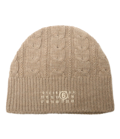 美品 MM6 ロゴプリントローゲージニットキャップ S62TB0001 S18385 レディース SIZE S エムエムシックス