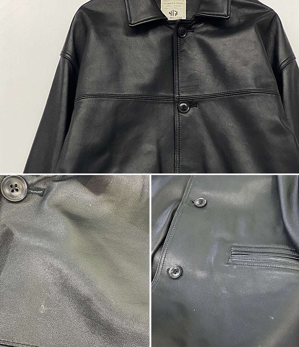 417 EDIFICE フォーワンセブン エディフィス ラムレザー カーコート メンズ SIZE M