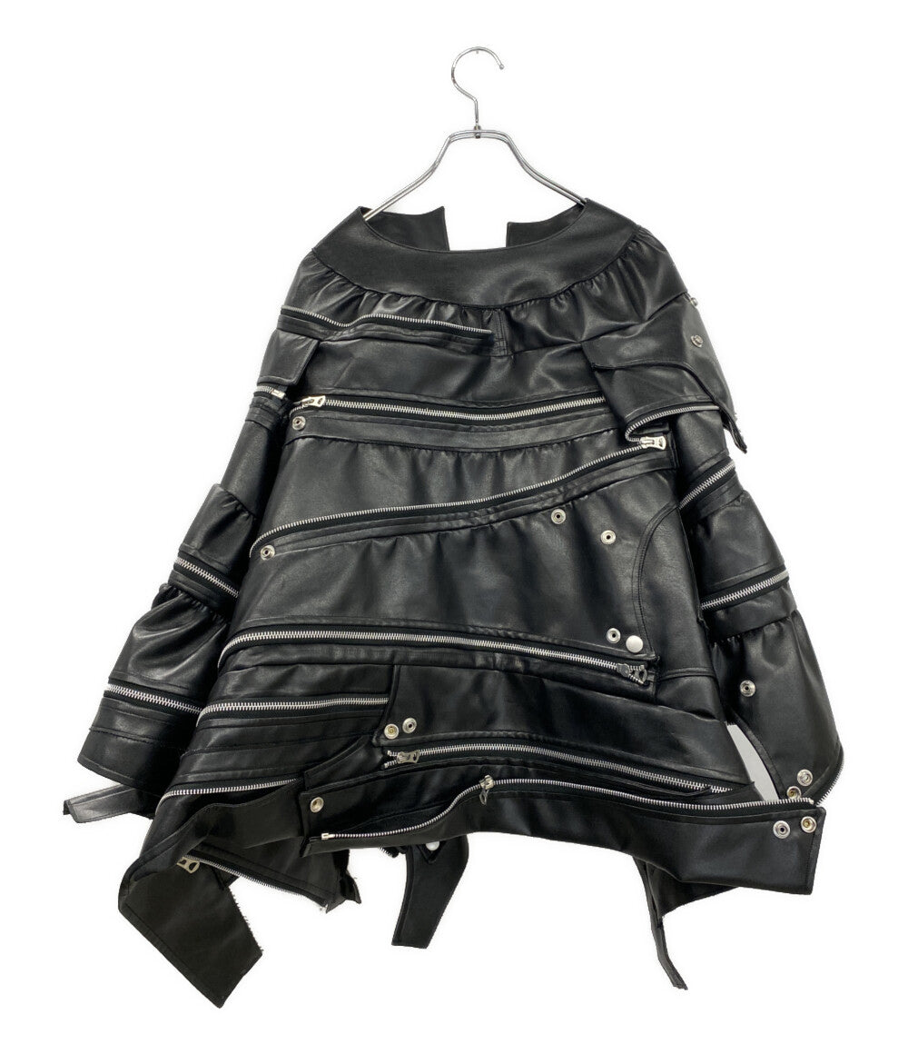 JUNYA WATANABE フェイクレザー再構築ライダースジャケット 22AW JJ-J037 レディース SIZE S ジュンヤワタナベ