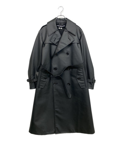 美品 JUNYA WATANABE フェイクレザートレンチコート 25AW JP-C003 レディース SIZE M ジュンヤワタナベマン