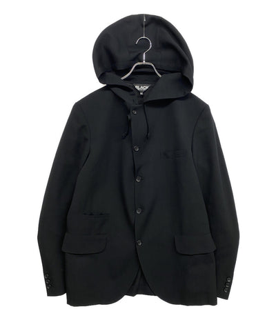 BLACK COMME des GARCONS テーラードジャケット ウールギャバジンフードジャケット 25AW 1P-J007 メンズ SIZE XXL ブラックコムデギャルソン