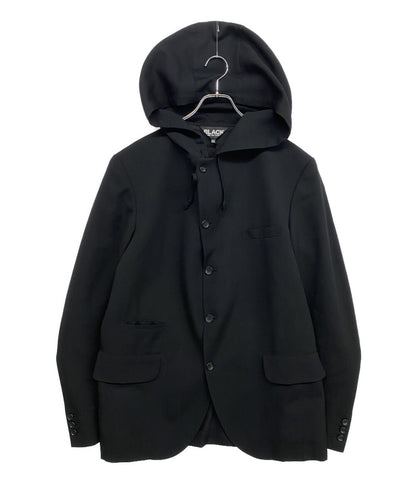 BLACK COMME des GARCONS テーラードジャケット ウールギャバジンフードジャケット 25AW 1P-J007 メンズ SIZE XXL ブラックコムデギャルソン