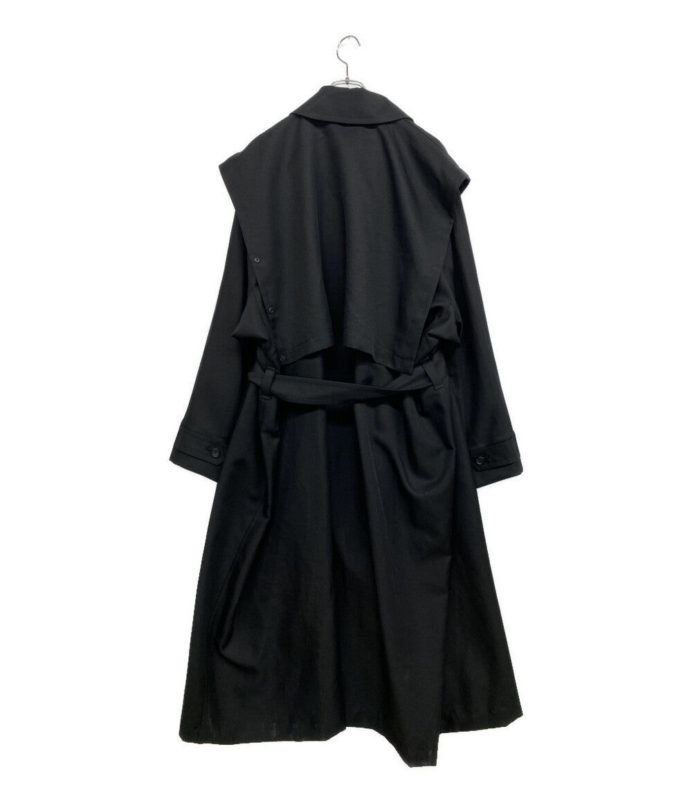 イッセイミヤケ アイムメン トレンチコート ベルテッドコート ダブル 黒 中古・古着通販】I.S ISSEY MIYAKE (アイエスイッセイミヤケ) トレンチ