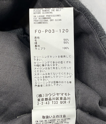 美品 YOHJI YAMAMOTO FEMME パンツ W C TWILL WASHER 2TUCKS PANTS 24AW FO-P03-120 レディース SIZE 1 ヨウジヤマモトファム