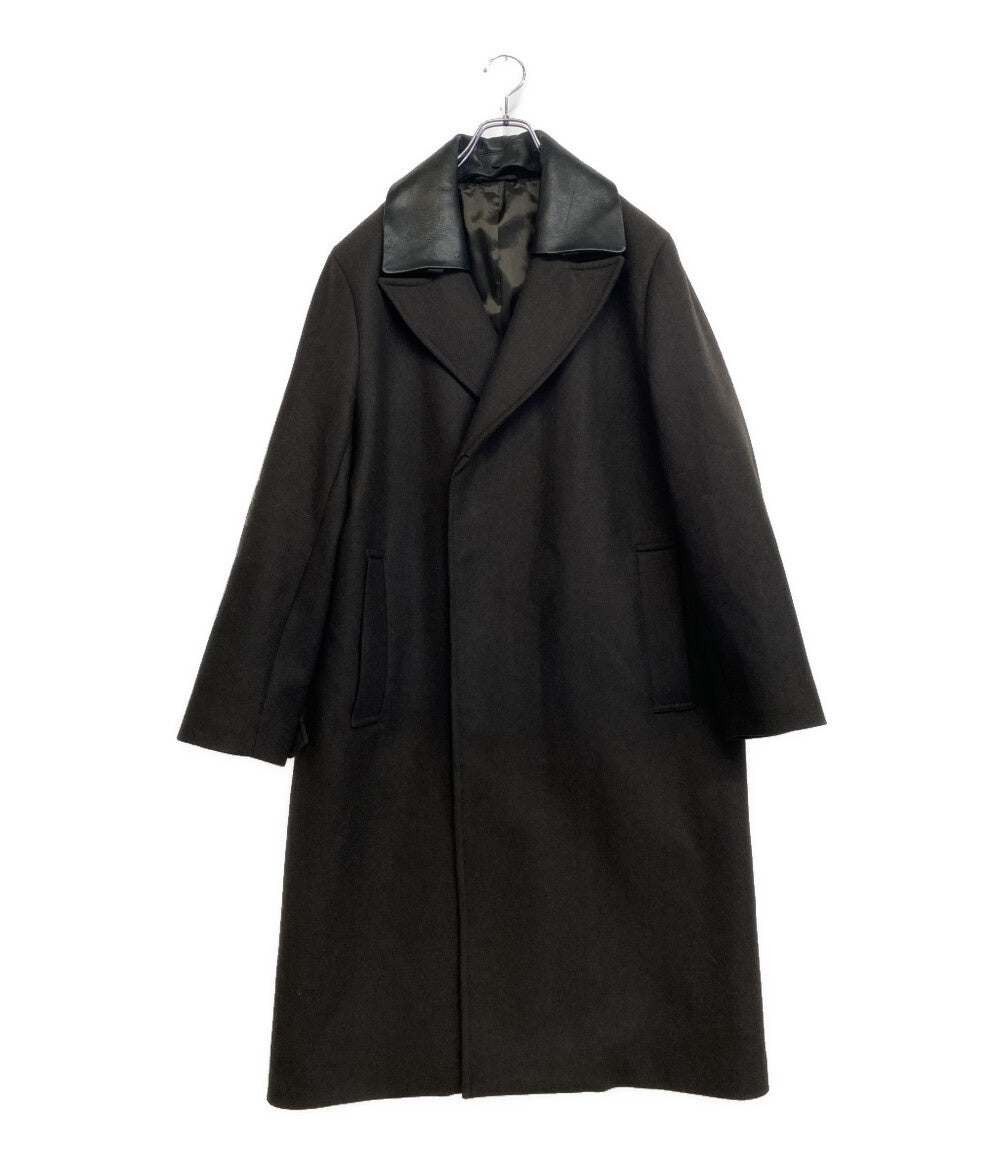 COS 襟レザー ウールコート メンズ SIZE 50 コス