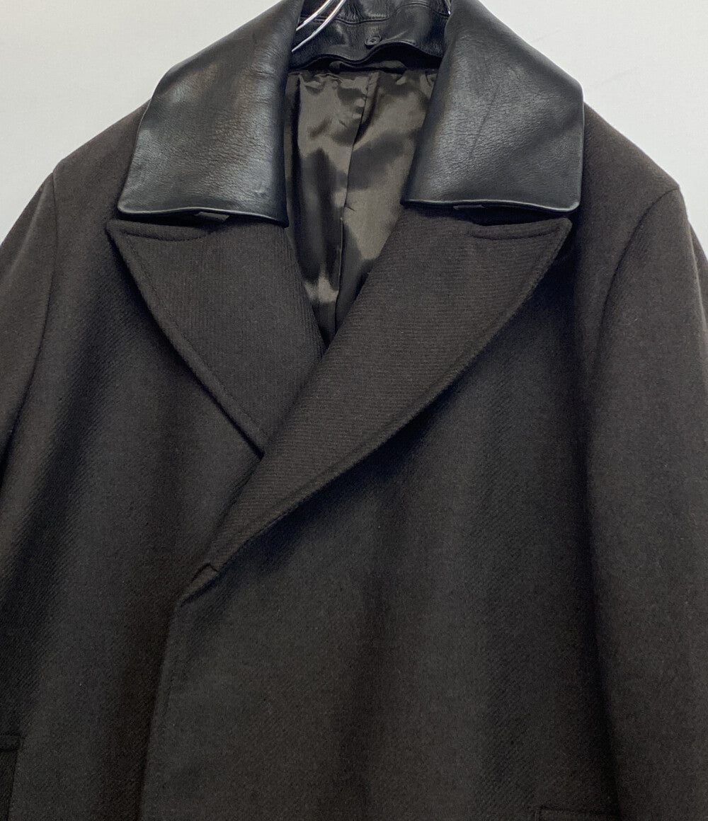 COS 襟レザー ウールコート メンズ SIZE 50 コス