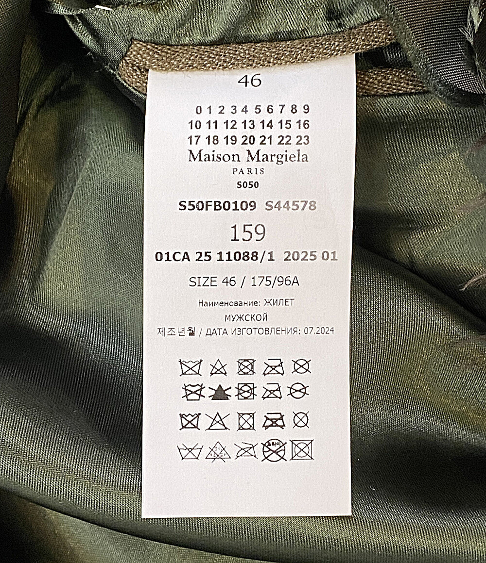 美品 Maison Margiela 1 10 ベスト フリンジ加工 ウールポケットベスト 25SS S50FB0109 メンズ SIZE 46 メゾンマルジェラ