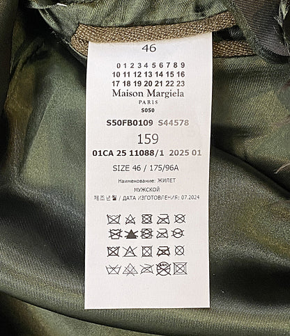 美品 Maison Margiela 1 10 ベスト フリンジ加工 ウールポケットベスト 25SS S50FB0109 メンズ SIZE 46 メゾンマルジェラ