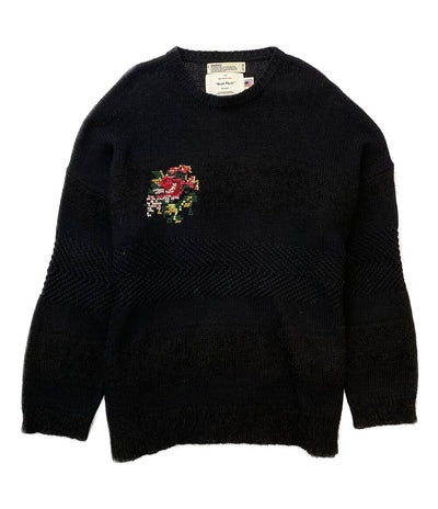 ダイリク 編地切替ニット FLOWER Cross Embroidery Border Knit 21aw     メンズ SIZE F  DAIRIKU