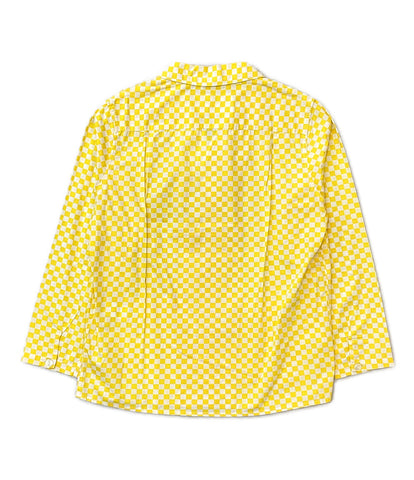 レセプション オープンカラーシャツ 長袖 ブロックチェック イエロー      メンズ SIZE S  RECEPTION