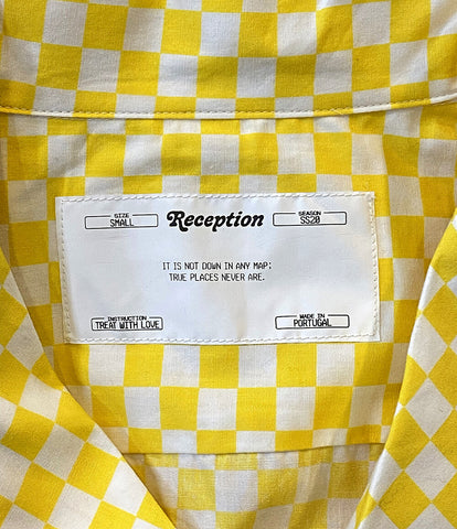 レセプション オープンカラーシャツ 長袖 ブロックチェック イエロー      メンズ SIZE S  RECEPTION