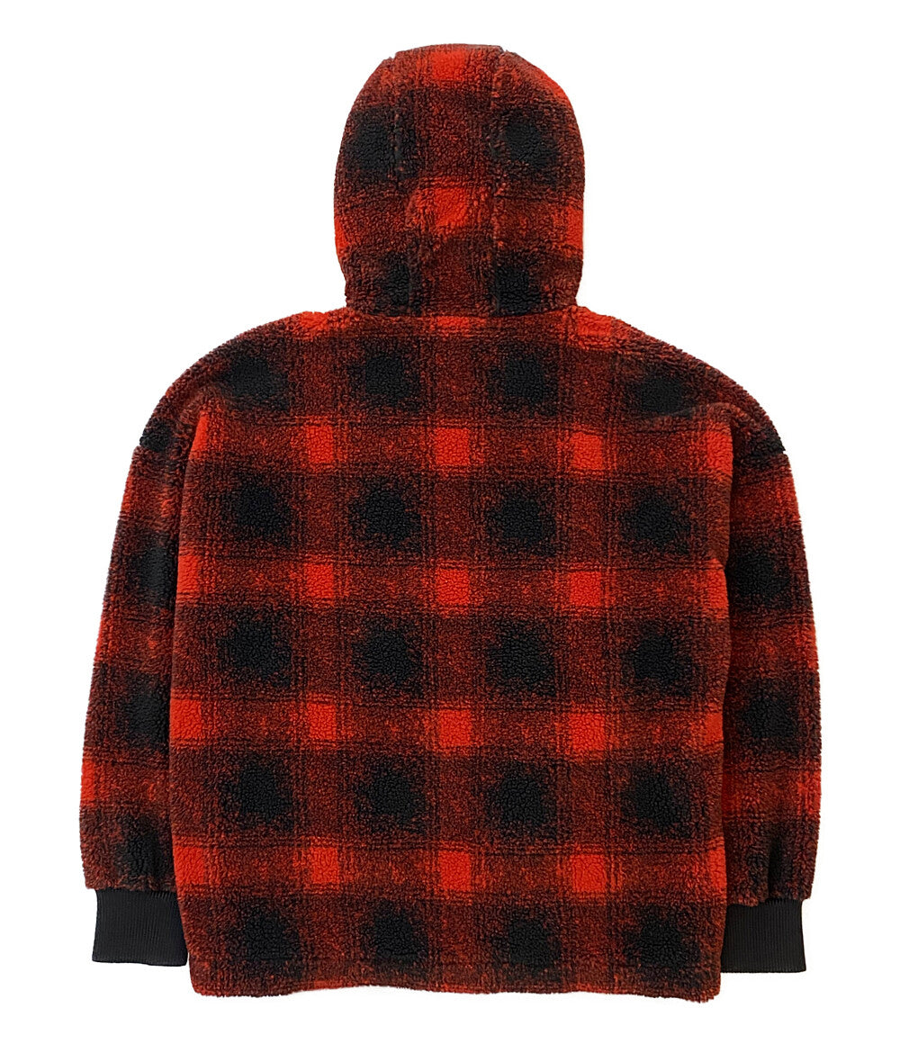 DSQUARED2 ボアジャケット フーデット ジップアップ CHECK PATCH ZIP HOODIE 21aw メンズ SIZE L ディースクエアード