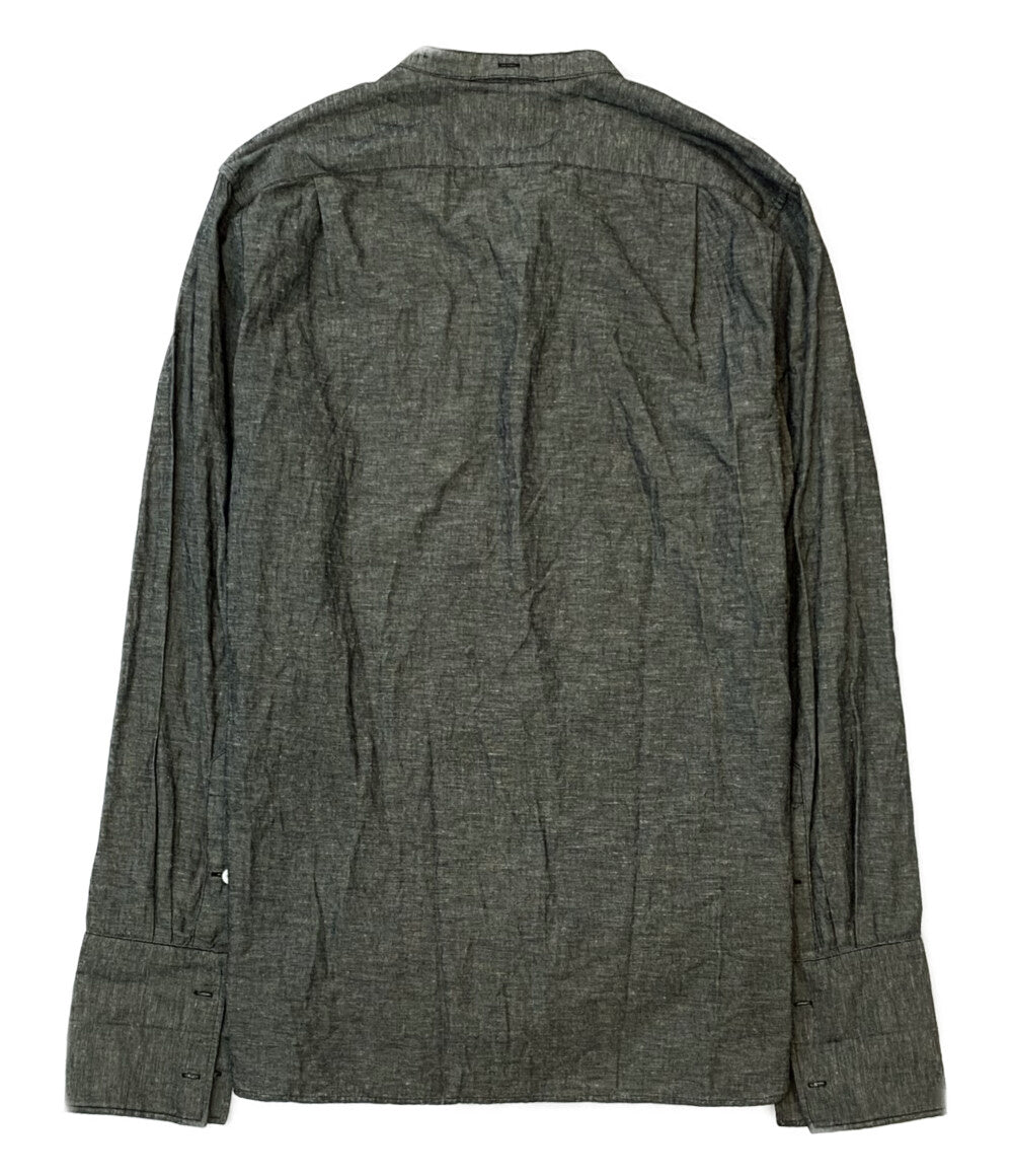 美品 RRL ダブルアールエル 長袖 ブラックシャンブレー シャツ XL ダブルアールエル 長袖シャツ バンドカラー ピンタックシャツ