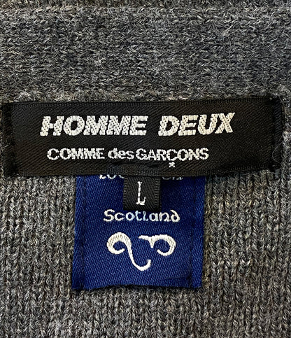 コムデギャルソンオムドゥ Vネックカーディガン グレー Lochaven of Scotland  21ss    DG-N501 メンズ SIZE L  COMME des GARCONS HOMME DEUX