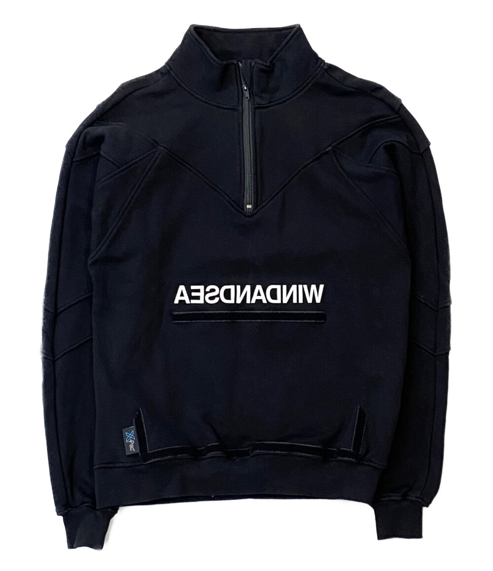 ウィンダンシー スウェットシャツ ハーフジップ ブラック WIND AND SEA H Z Panel PO Sweat     WDS-CS-329 メンズ SIZE M  WIND AND SEA