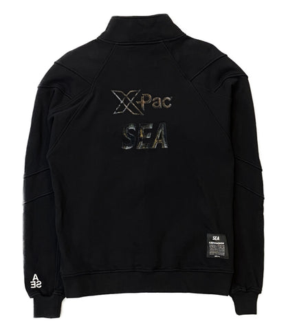 ウィンダンシー スウェットシャツ ハーフジップ ブラック WIND AND SEA H Z Panel PO Sweat     WDS-CS-329 メンズ SIZE M  WIND AND SEA